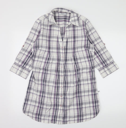 Front view of George women’s white plaid basic button-up, size UK 10