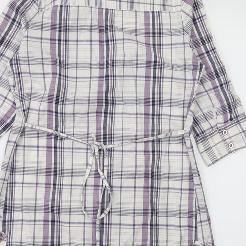 George Womens White Plaid  Basic Button-Up Size 10