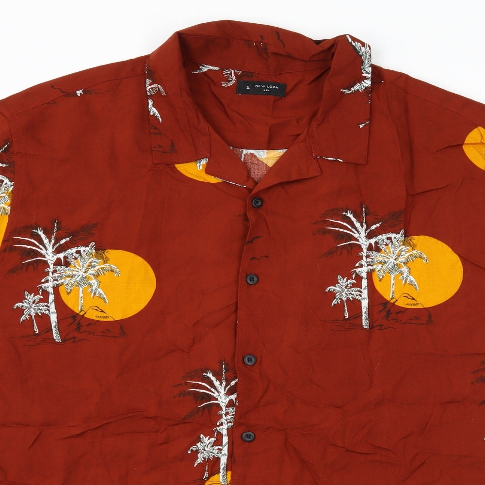 New Look Mens Brown    Button-Up Size XL