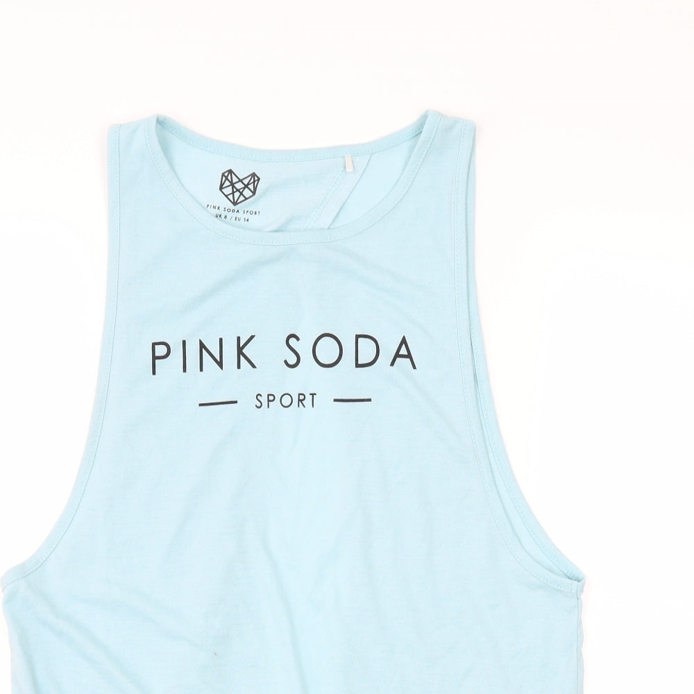 PINK Womens Blue  Jersey Basic Tank Size 8  - Pink Soda