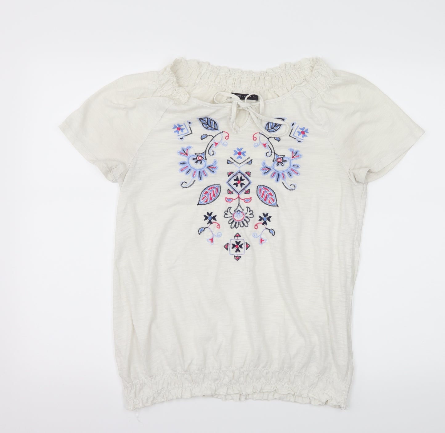 Marks and Spencer Womens White Geometric Jersey Basic T-Shirt Size 12