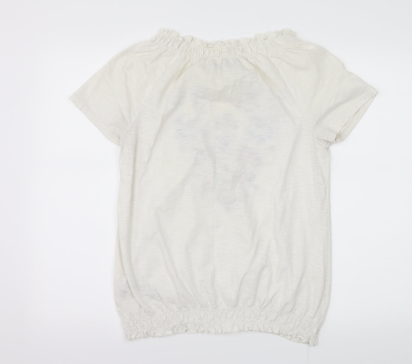 Marks and Spencer Womens White Geometric Jersey Basic T-Shirt Size 12