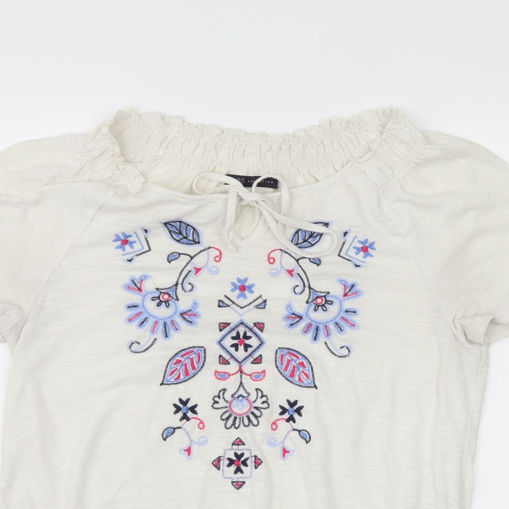 Marks and Spencer Womens White Geometric Jersey Basic T-Shirt Size 12