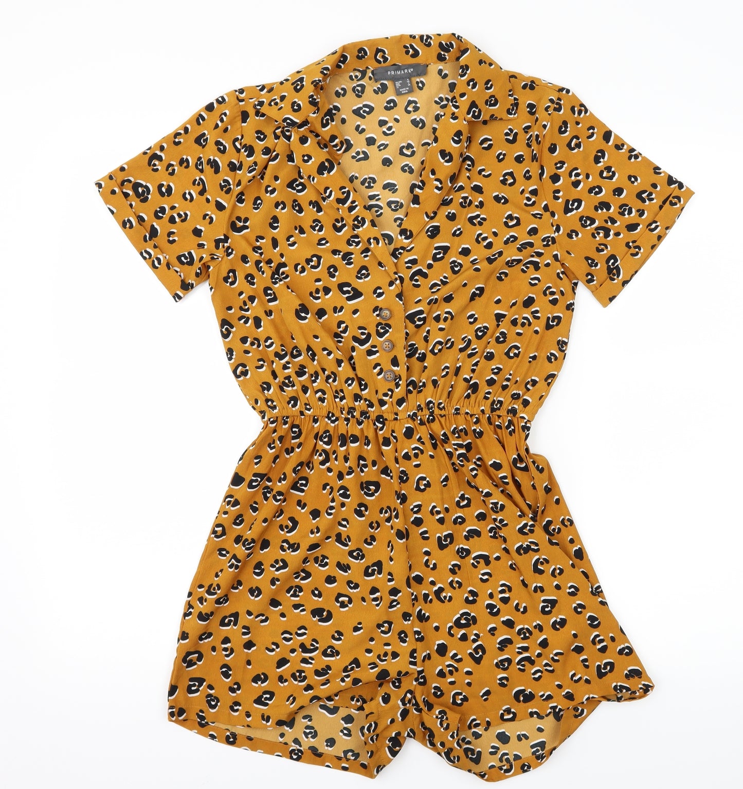 Primark Womens Brown Animal Print  Playsuit One-Piece Size 8