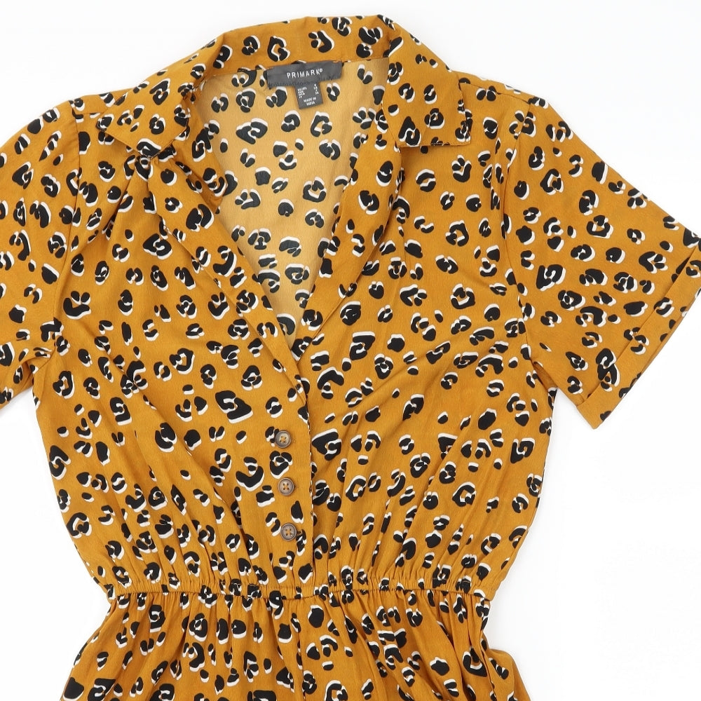 Primark Womens Brown Animal Print  Playsuit One-Piece Size 8