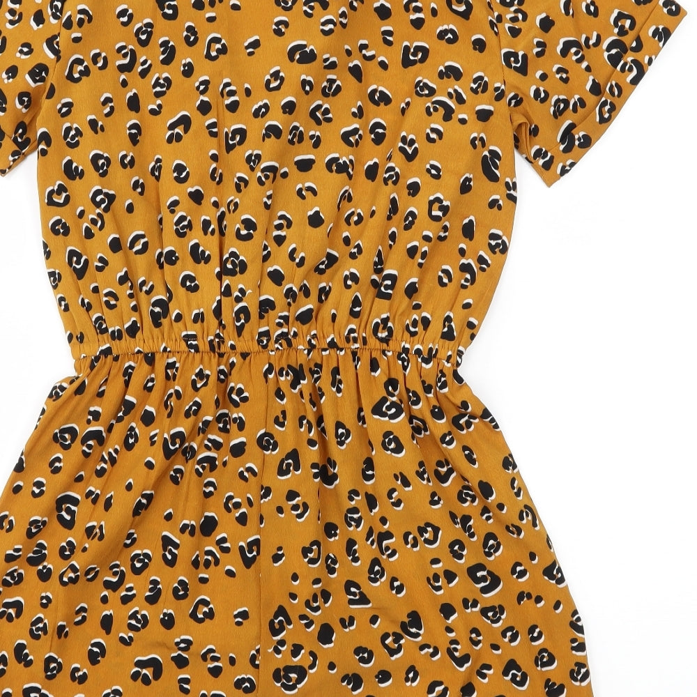 Primark Womens Brown Animal Print  Playsuit One-Piece Size 8