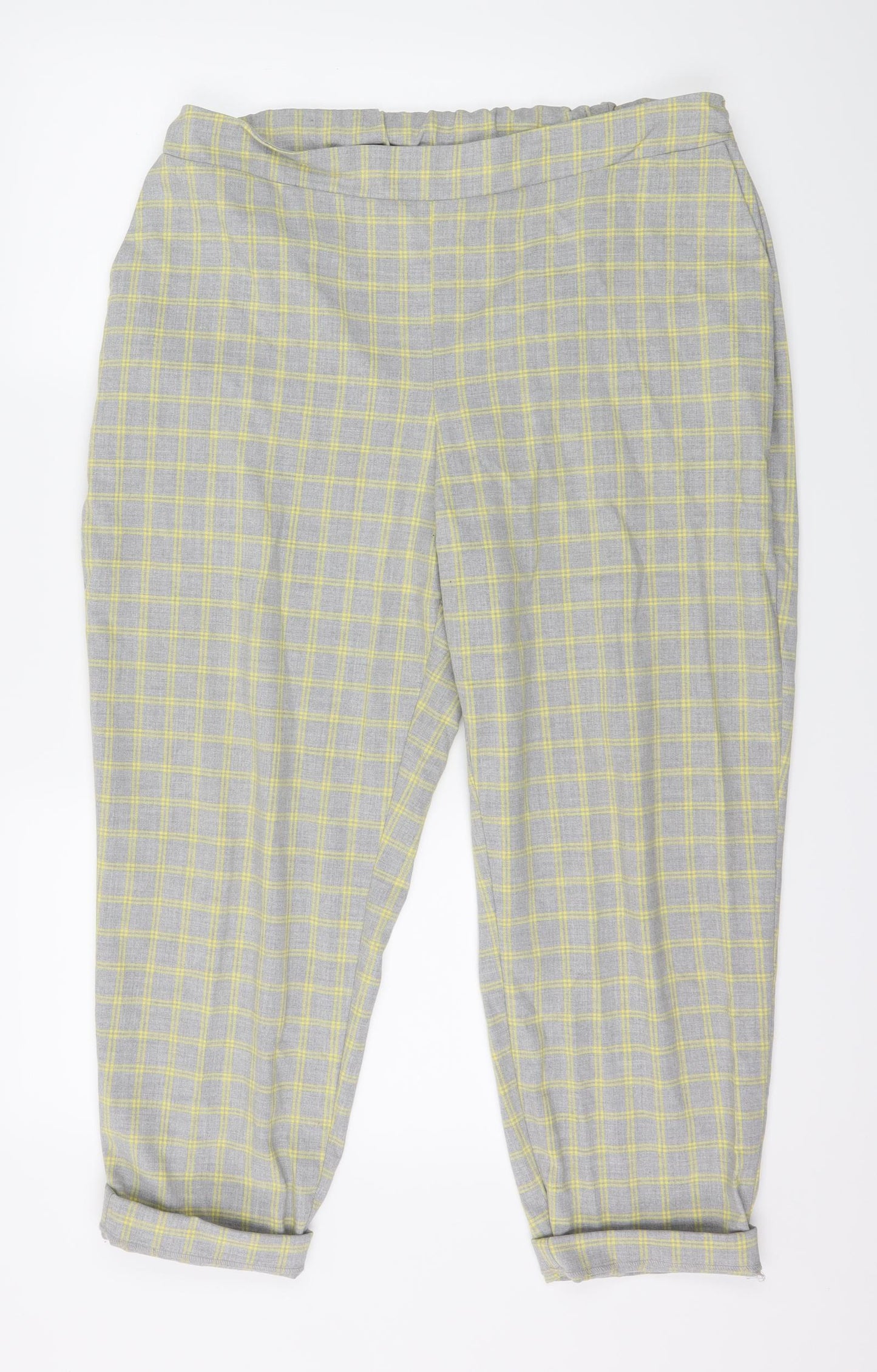 Primark Womens Grey Check  Cropped Trousers Size 18 L24 in