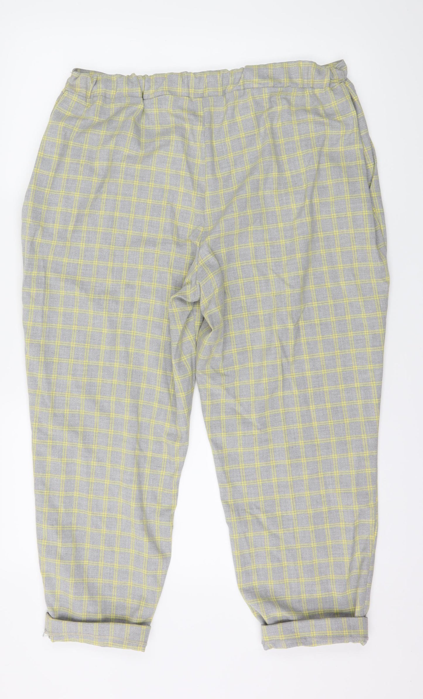 Primark Womens Grey Check  Cropped Trousers Size 18 L24 in