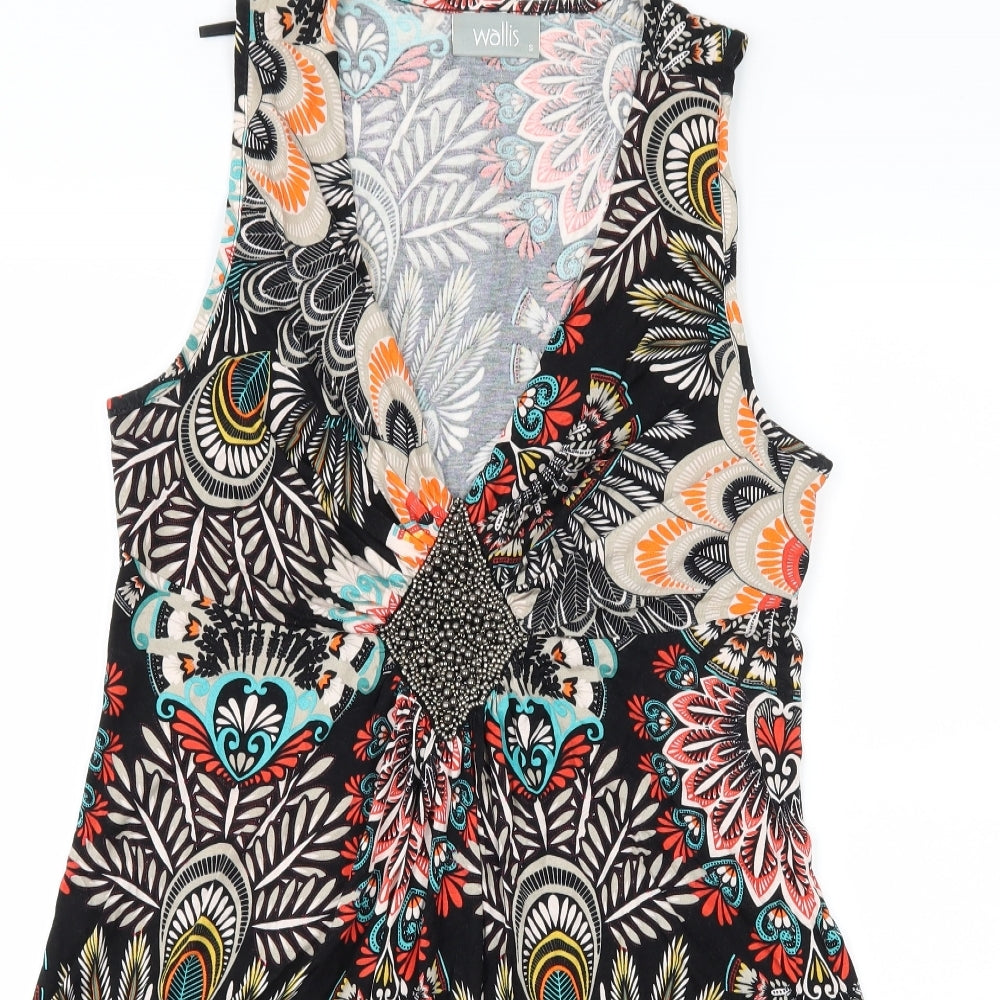 Wallis Womens Multicoloured Paisley Jersey Basic Tank Size S  - Embelished Neckline
