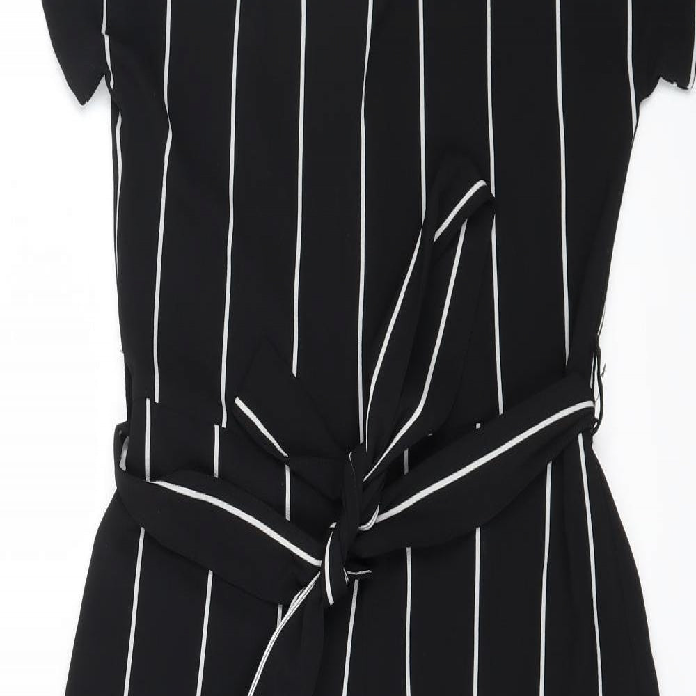 Primark Womens Black Striped  Jumpsuit One-Piece Size 8 L19 in