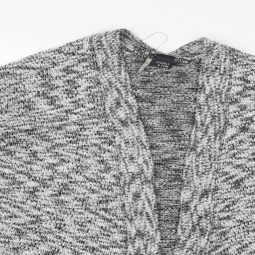 Sparkle & Fade Womens Grey Striped Knit Cardigan Jumper Size S