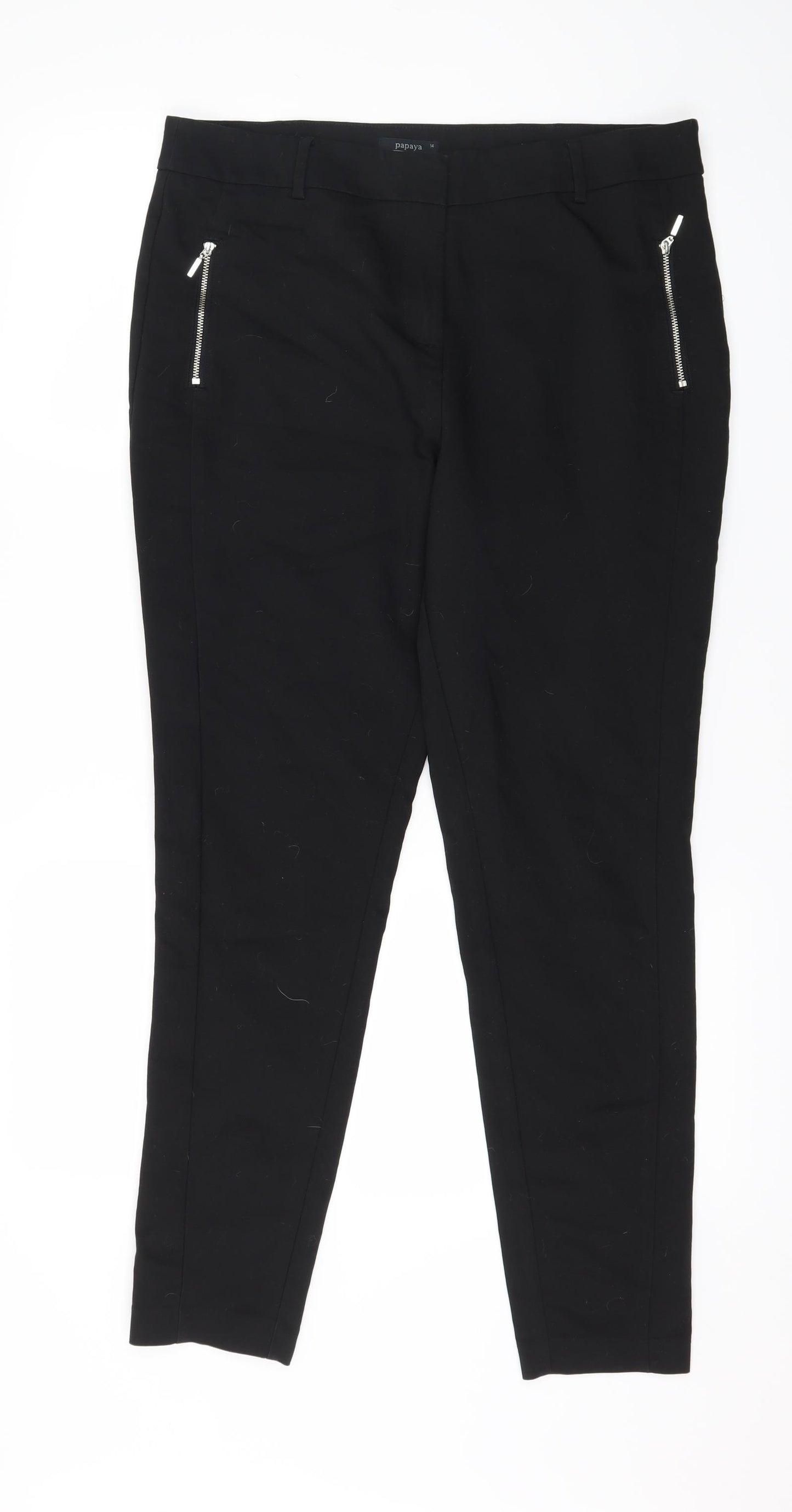 Papaya Womens Black   Trousers  Size 14 L28 in