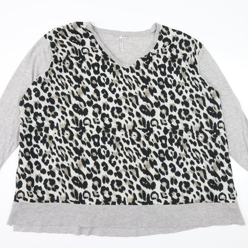 Capsule Womens Grey Animal Print Knit Pullover Jumper Size 32