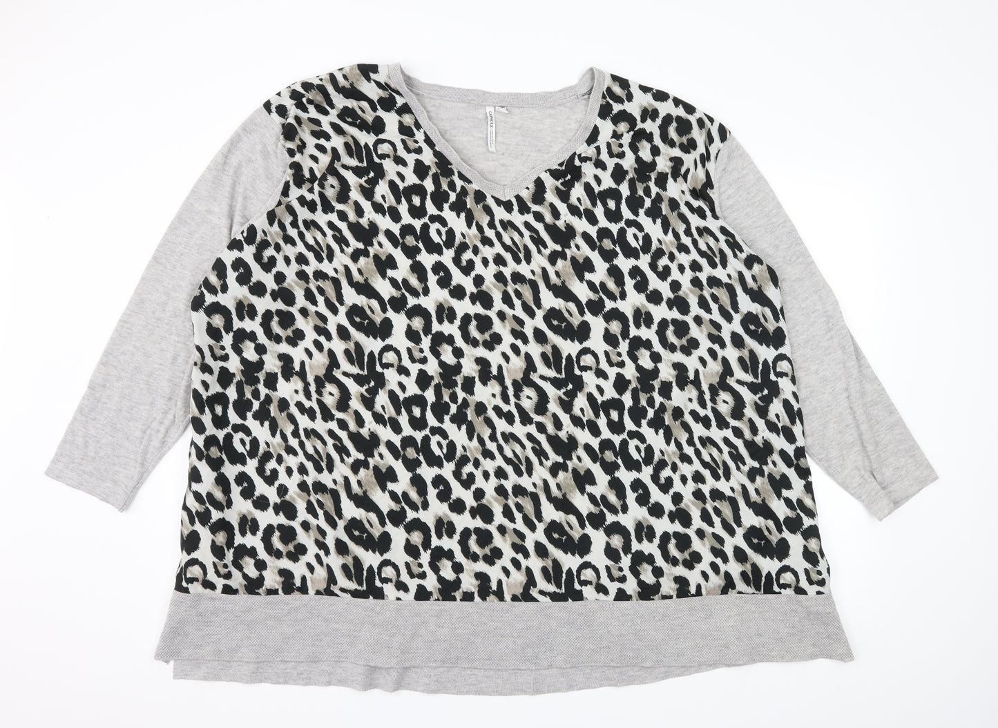 Capsule Womens Grey Animal Print Knit Pullover Jumper Size 32