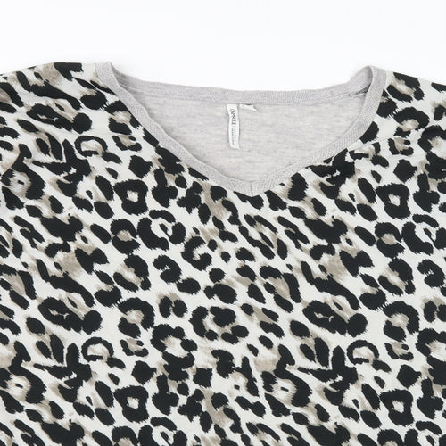 Capsule Womens Grey Animal Print Knit Pullover Jumper Size 32