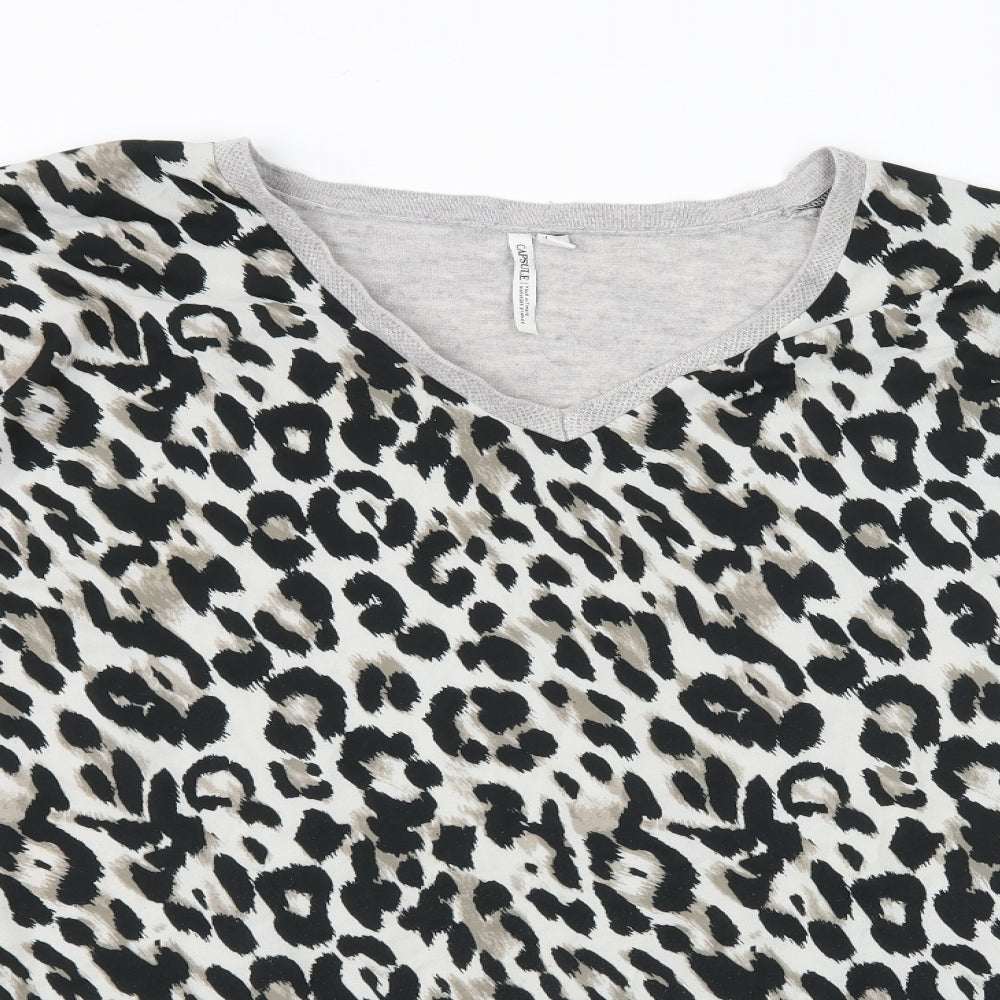 Capsule Womens Grey Animal Print Knit Pullover Jumper Size 32