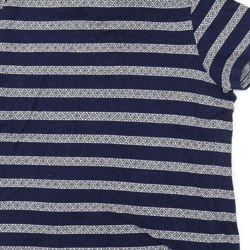 George Mens Blue Striped Jersey  Polo Size XL