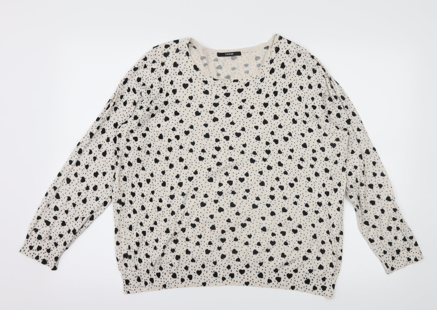 George Womens Ivory Polka Dot Knit Pullover Jumper Size 24