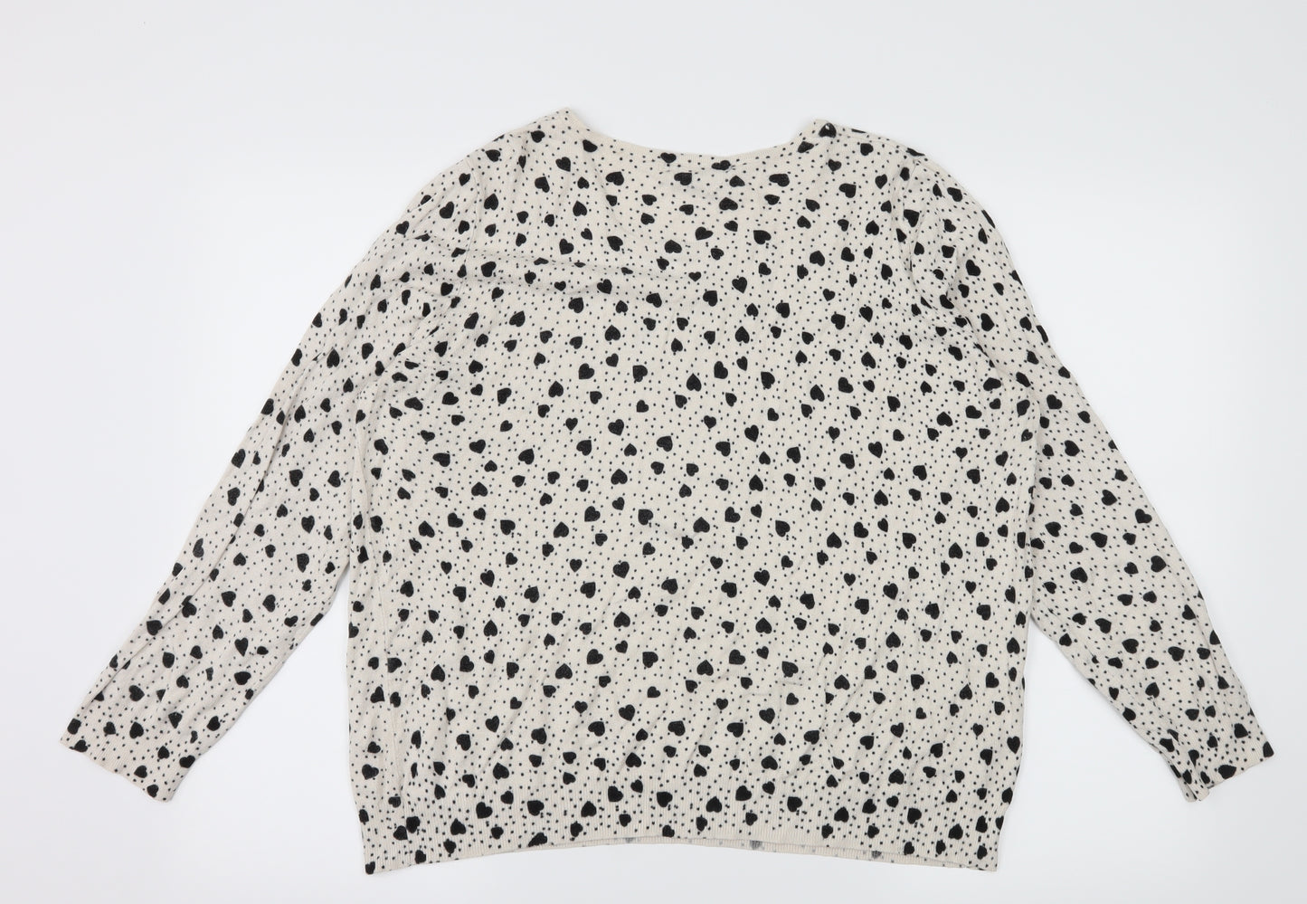 George Womens Ivory Polka Dot Knit Pullover Jumper Size 24