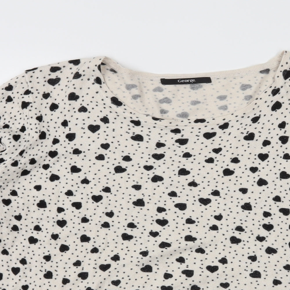 George Womens Ivory Polka Dot Knit Pullover Jumper Size 24
