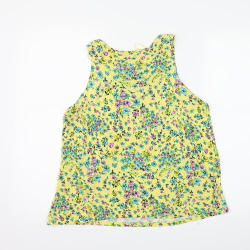 George Womens Yellow Floral  Basic Tank Size 14