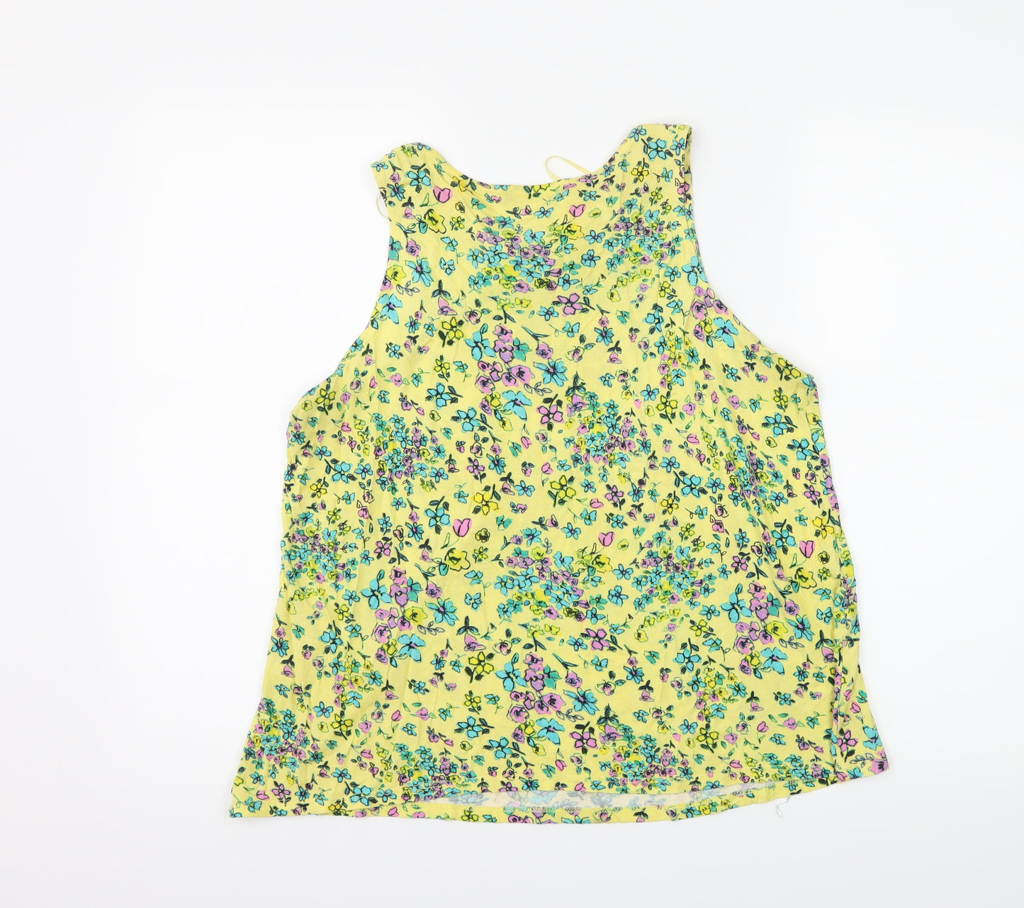 George Womens Yellow Floral  Basic Tank Size 14