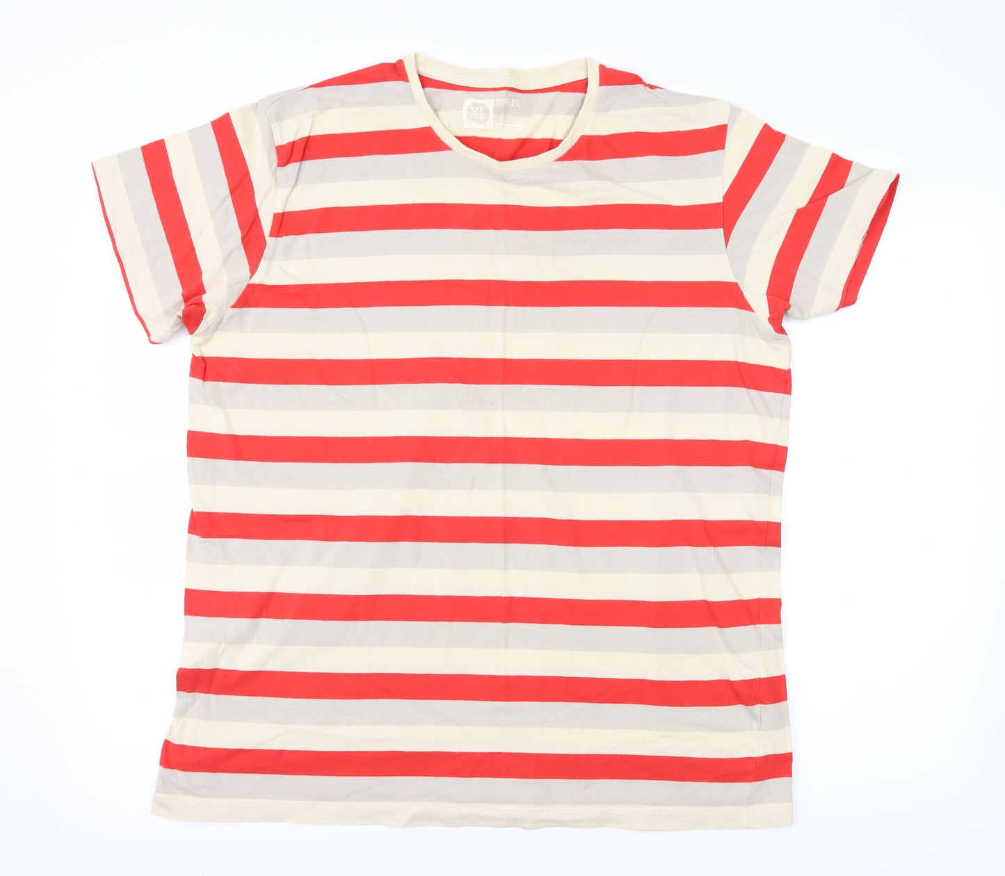 Cedar Wood State Mens Beige Striped Jersey  T-Shirt Size XL