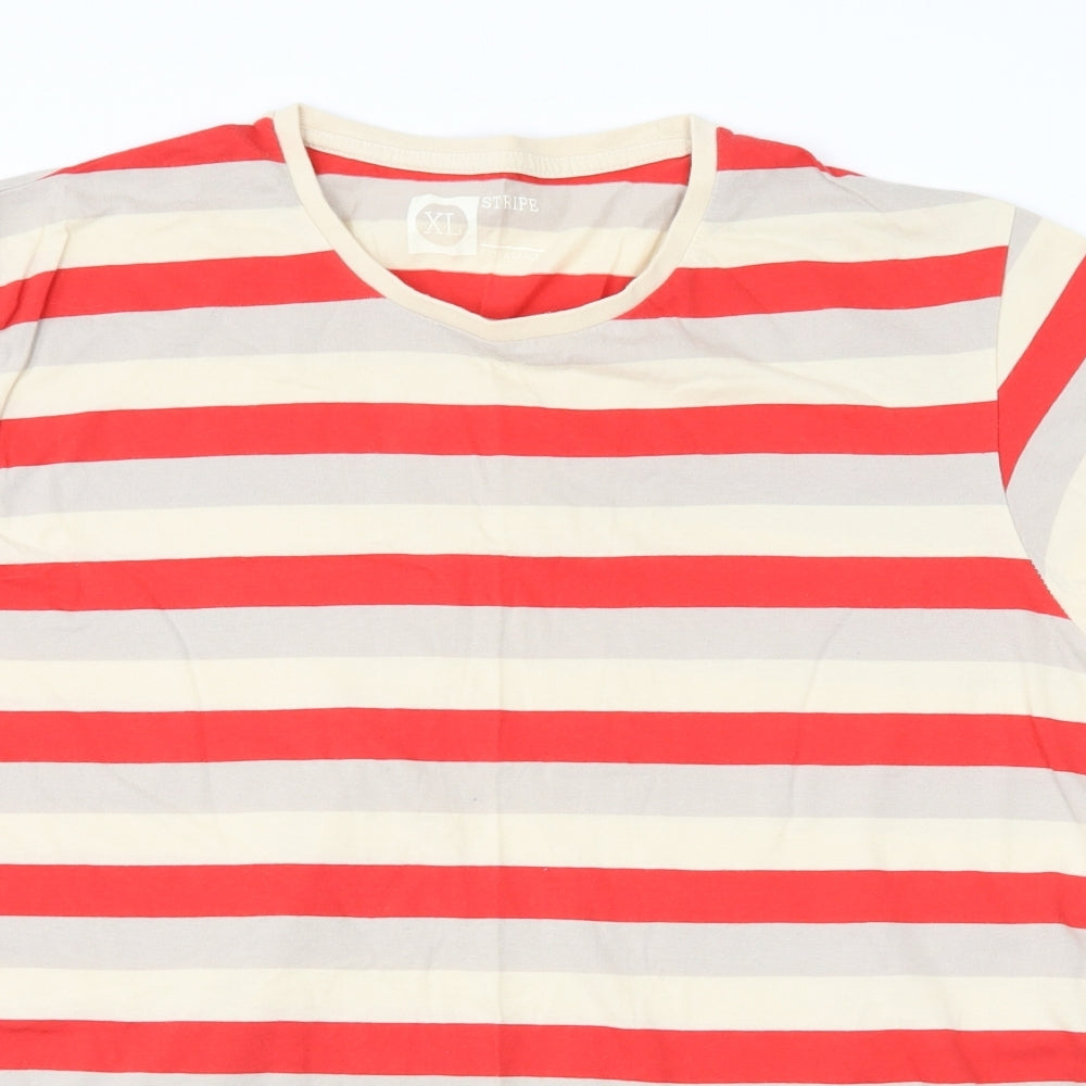 Cedar Wood State Mens Beige Striped Jersey  T-Shirt Size XL