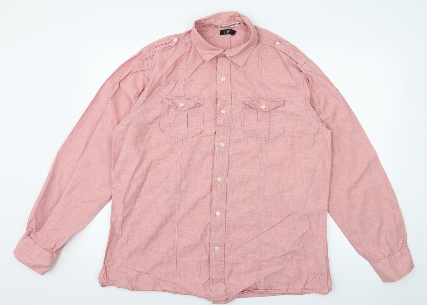 F&F Mens Pink    Dress Shirt Size XL