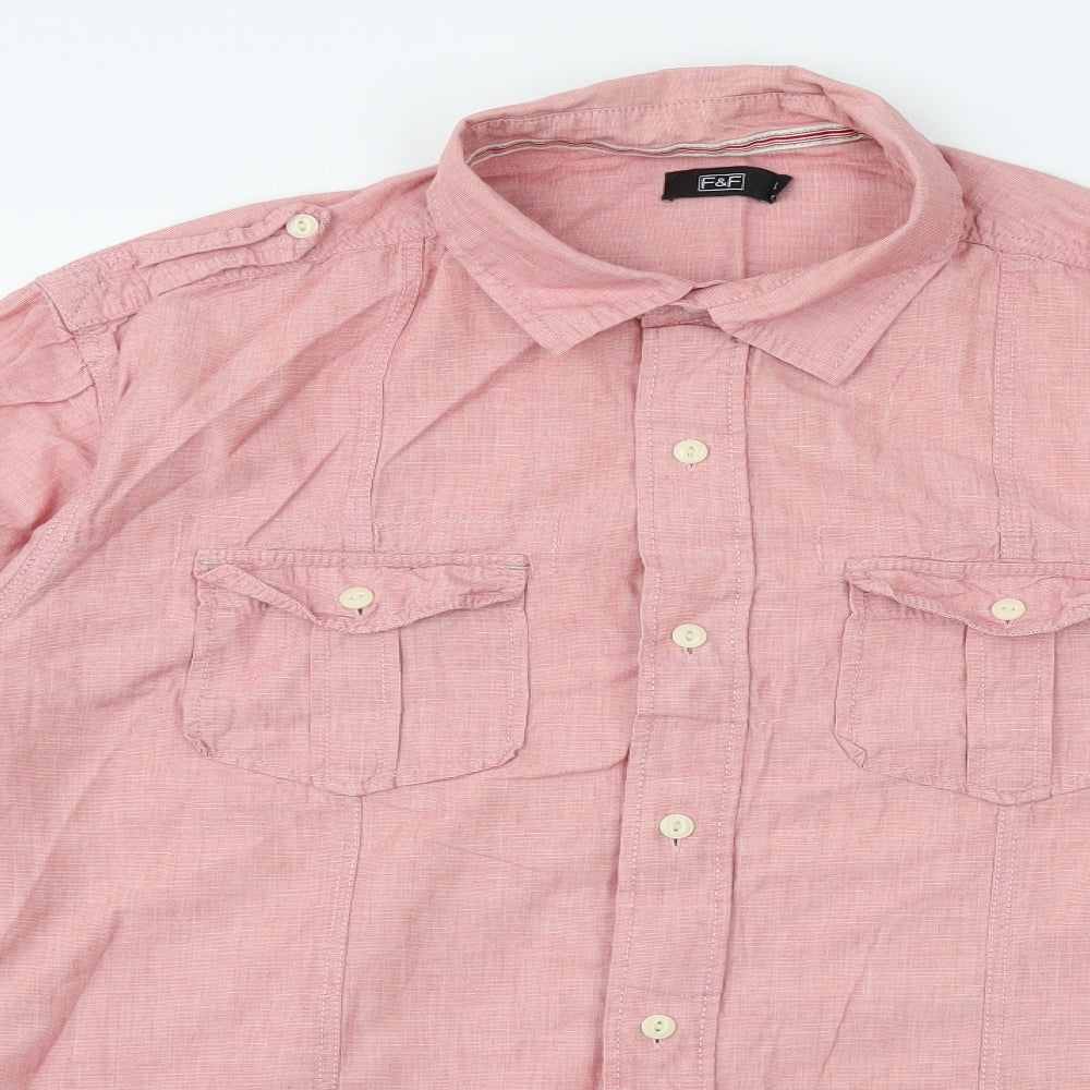 F&F Mens Pink    Dress Shirt Size XL