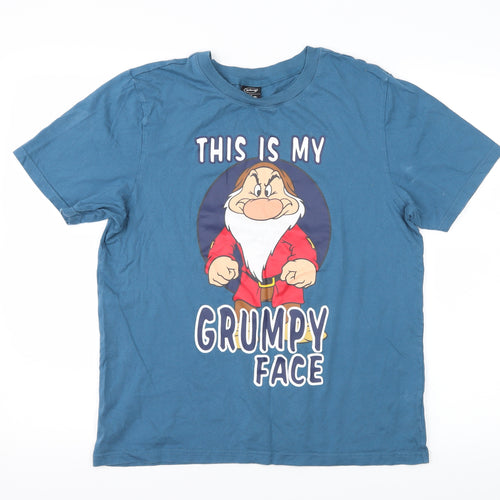 George Mens Blue  Jersey  T-Shirt Size S  - Grumpy Face