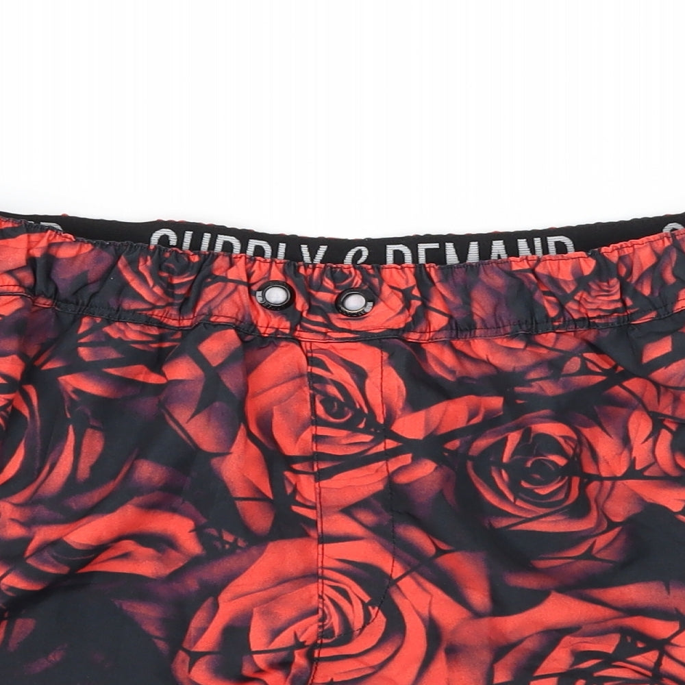 Supply & Demand Co. Mens Red Floral  Sweat Shorts Size S - Roses