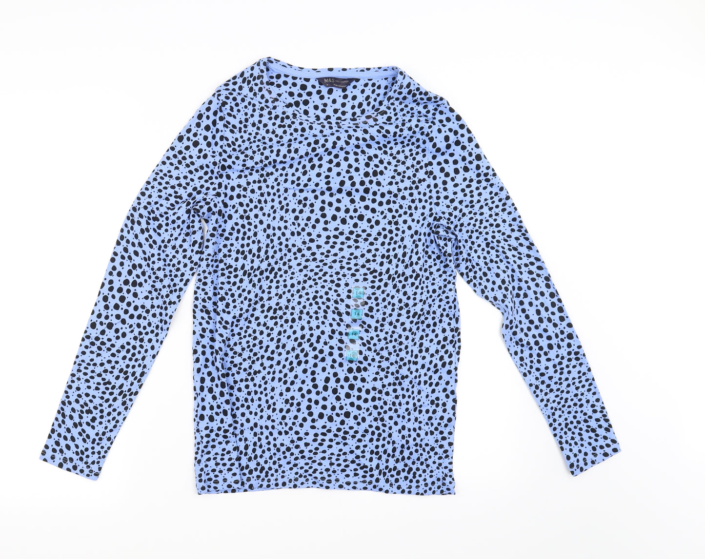 Marks and Spencer Womens Blue Animal Print  Pullover Jumper Size 14