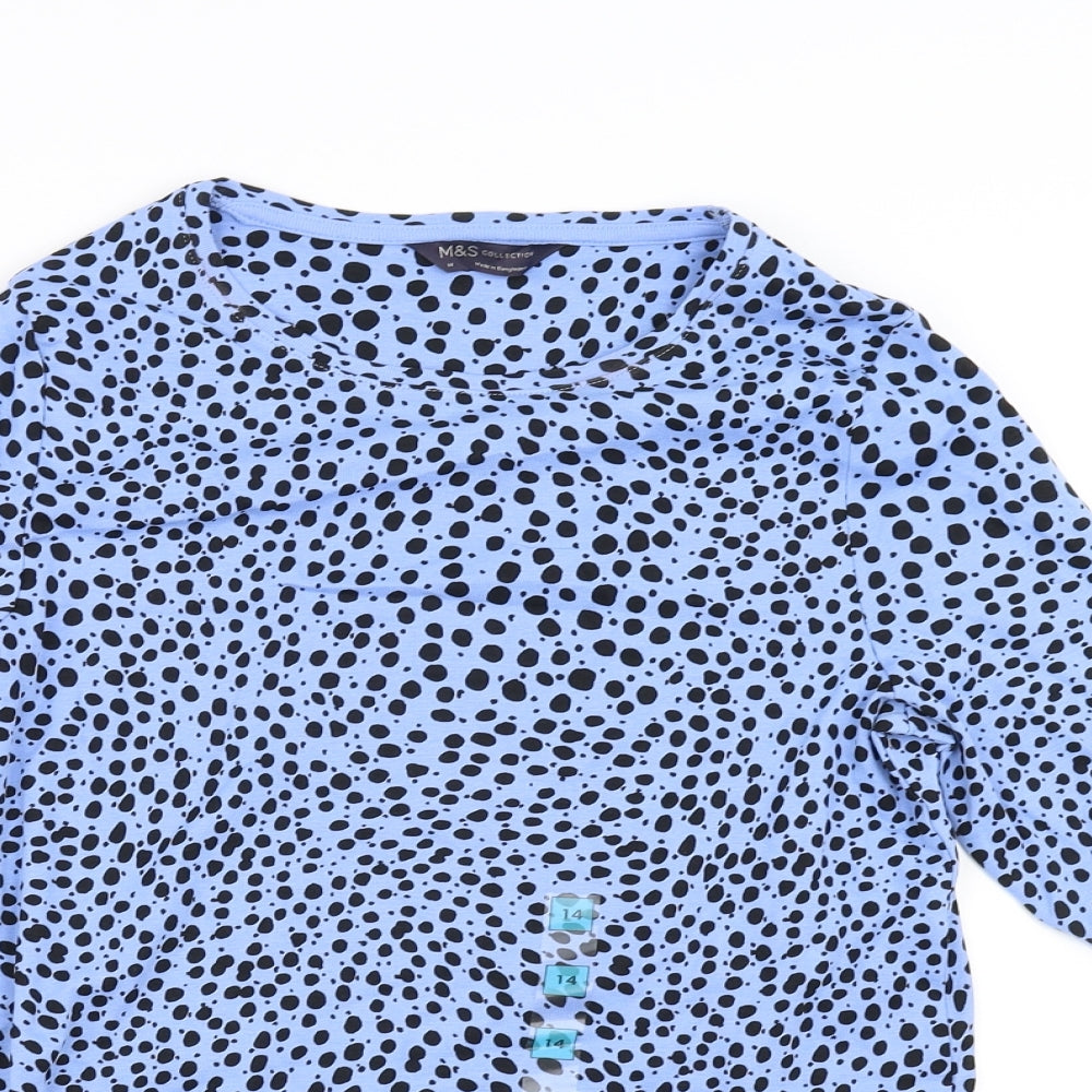 Marks and Spencer Womens Blue Animal Print  Pullover Jumper Size 14