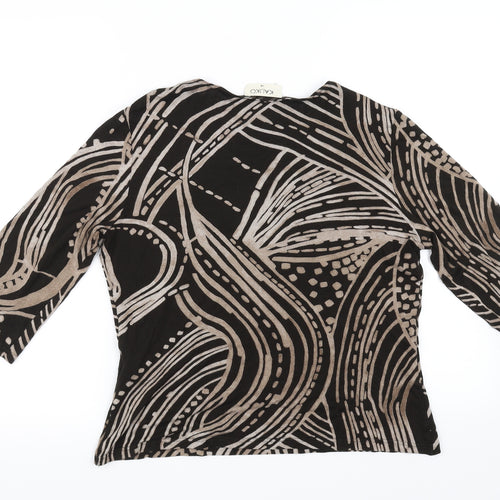 Kaliko Womens Brown Floral  Basic T-Shirt Size 14
