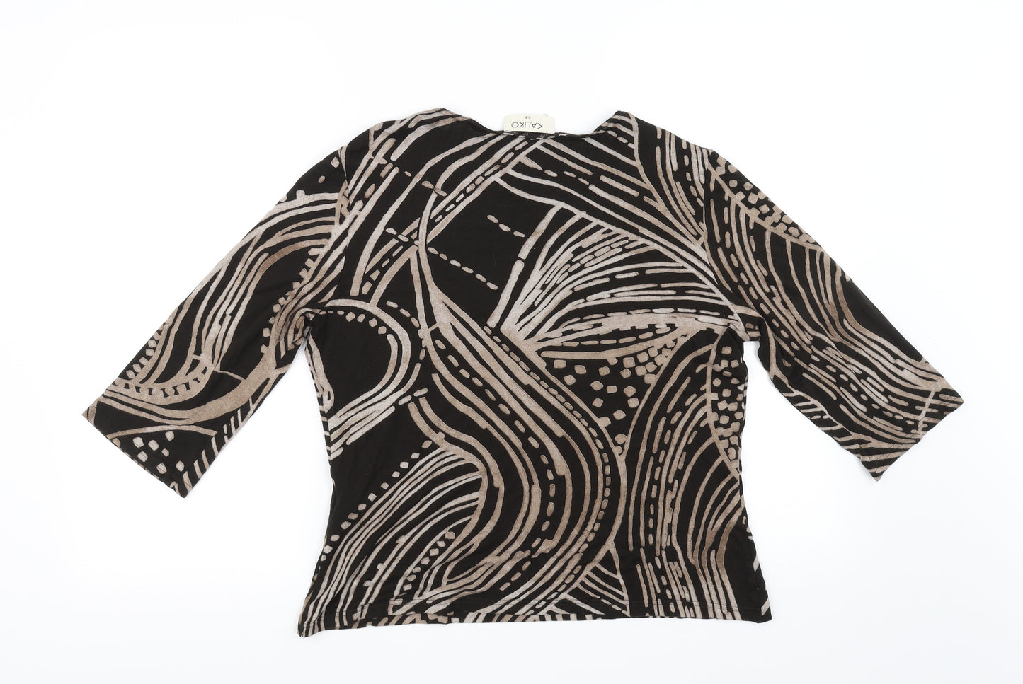 Kaliko Womens Brown Floral  Basic T-Shirt Size 14