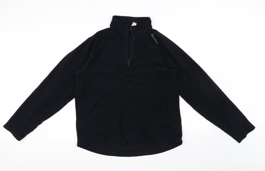Front view of Preworn men’s black henley jumper, size L