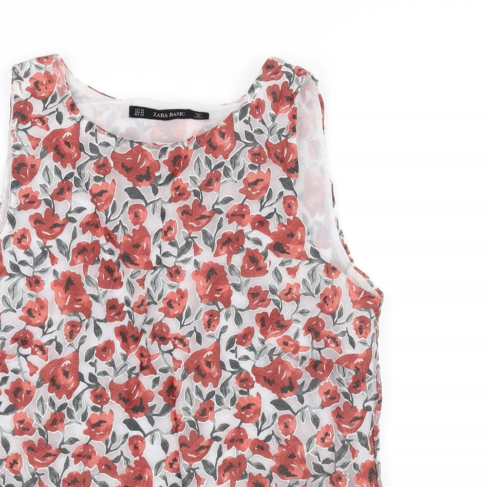 Zara Womens Grey Floral  Basic Blouse Size 4