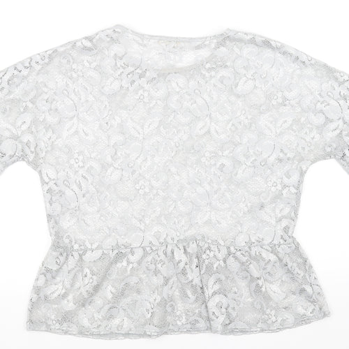 River Island Womens Silver Floral  Basic T-Shirt Size 10