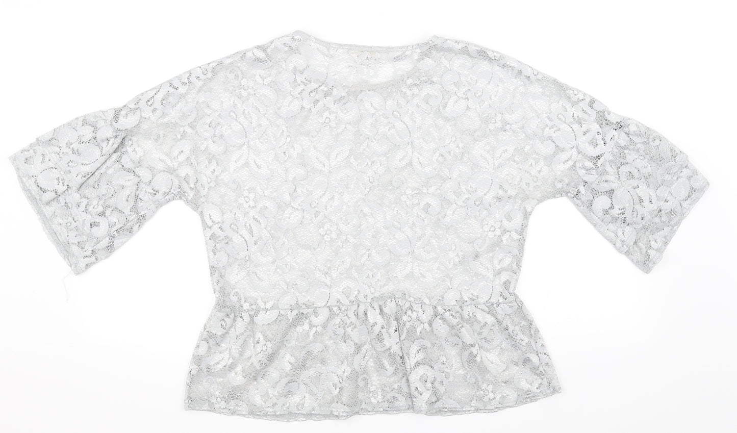 River Island Womens Silver Floral  Basic T-Shirt Size 10