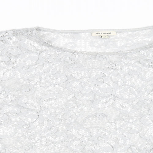 River Island Womens Silver Floral  Basic T-Shirt Size 10