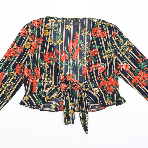 Missguided Womens Red Floral  Cardigan Jumper Size 6