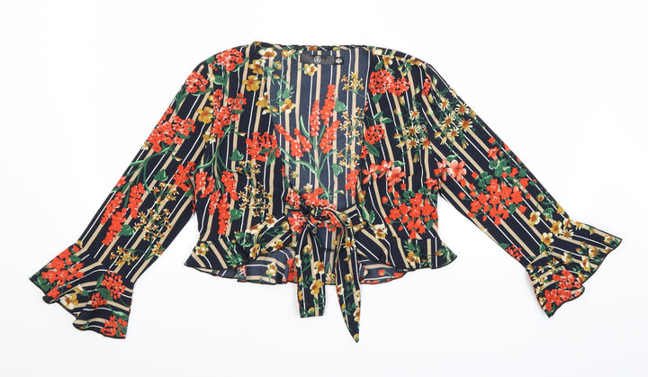 Missguided Womens Red Floral  Cardigan Jumper Size 6