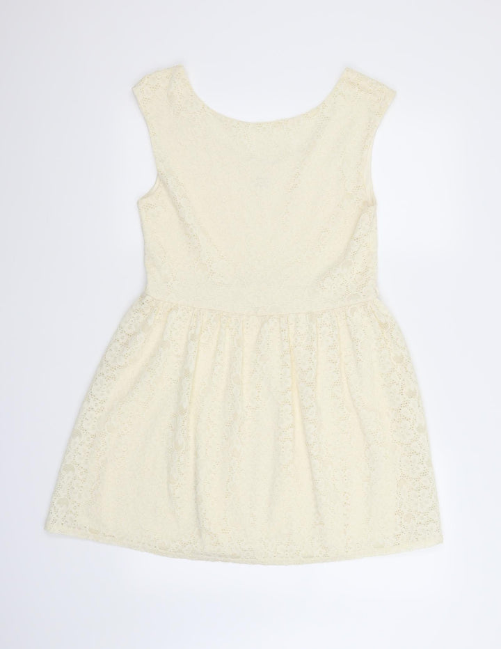River Island Womens Ivory Geometric Fit & Flare Size 12