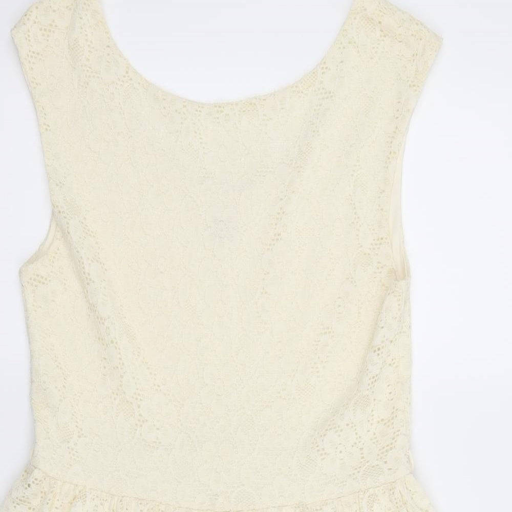 River Island Womens Ivory Geometric  Fit & Flare  Size 12