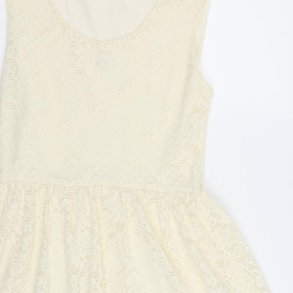 River Island Womens Ivory Geometric  Fit & Flare  Size 12