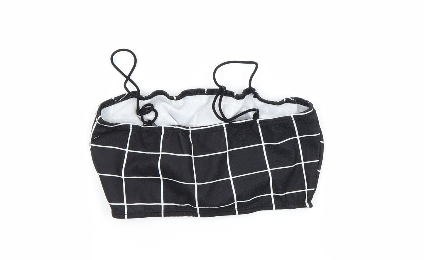 SheIn Womens Black Check  Cropped T-Shirt Size 6