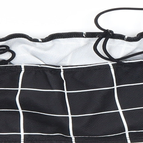 SheIn Womens Black Check  Cropped T-Shirt Size 6