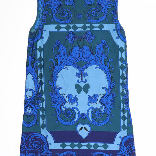 Yumi Womens Blue Geometric  T-Shirt Dress  Size 12