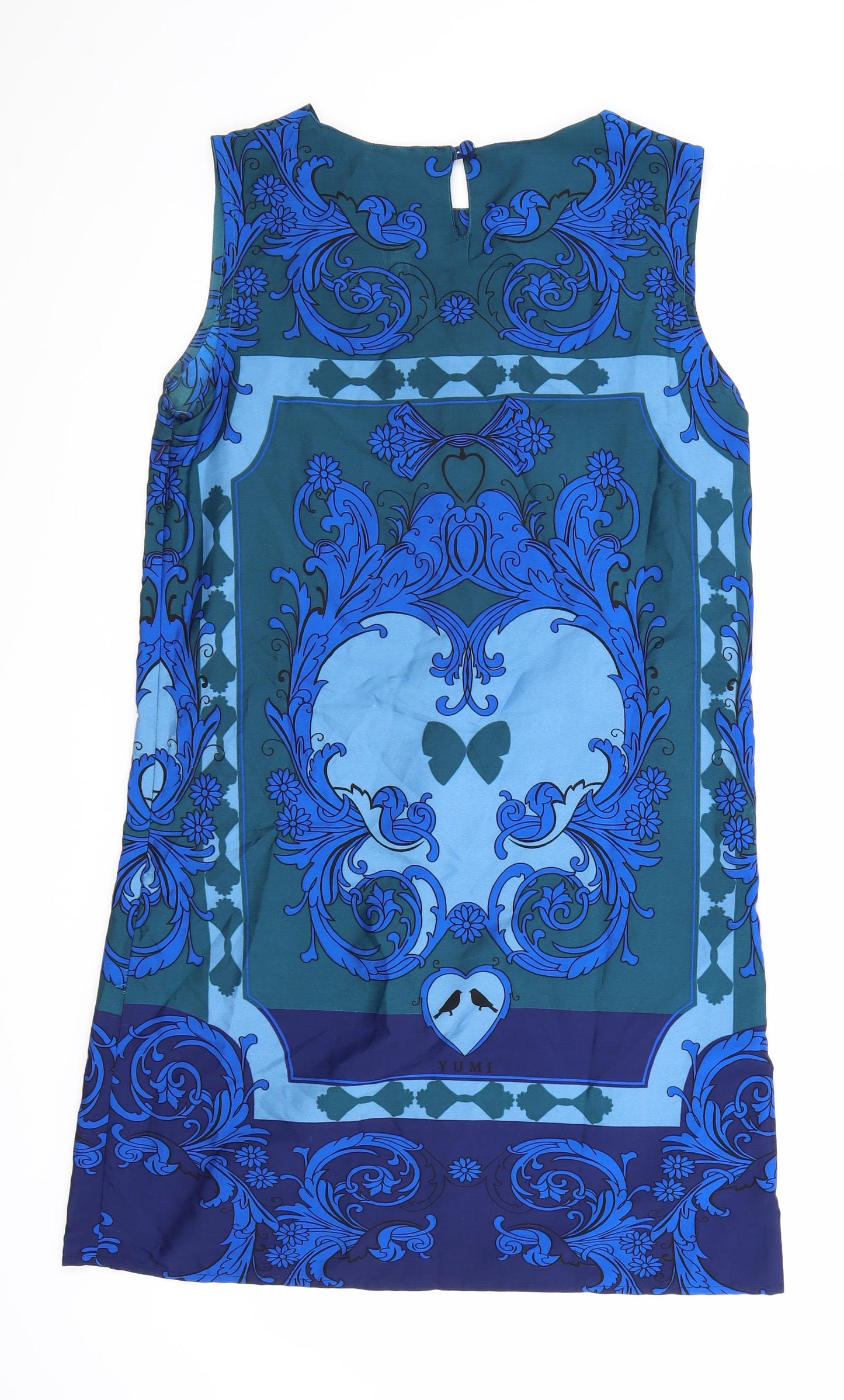 Yumi Womens Blue Geometric  T-Shirt Dress  Size 12